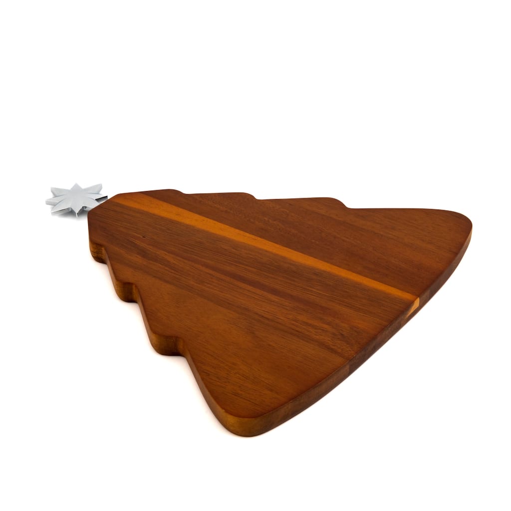 Nambe Christmas Tree Cheeseboard with Spreader - 14.5 in x 13 in