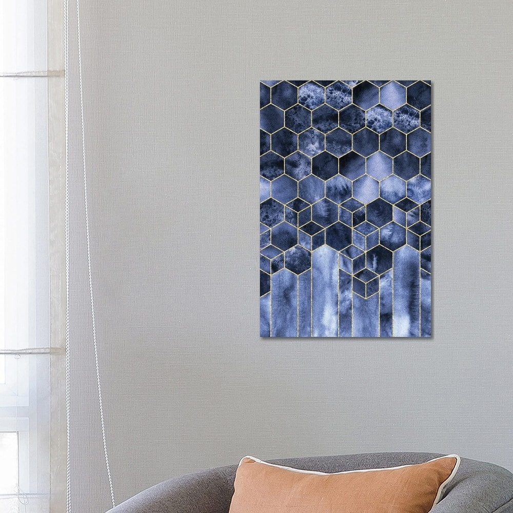 iCanvas "Modern Geometric Navy Blue and Gold Abstract Cubes Watercolor" by Nature Magick Canvas Print