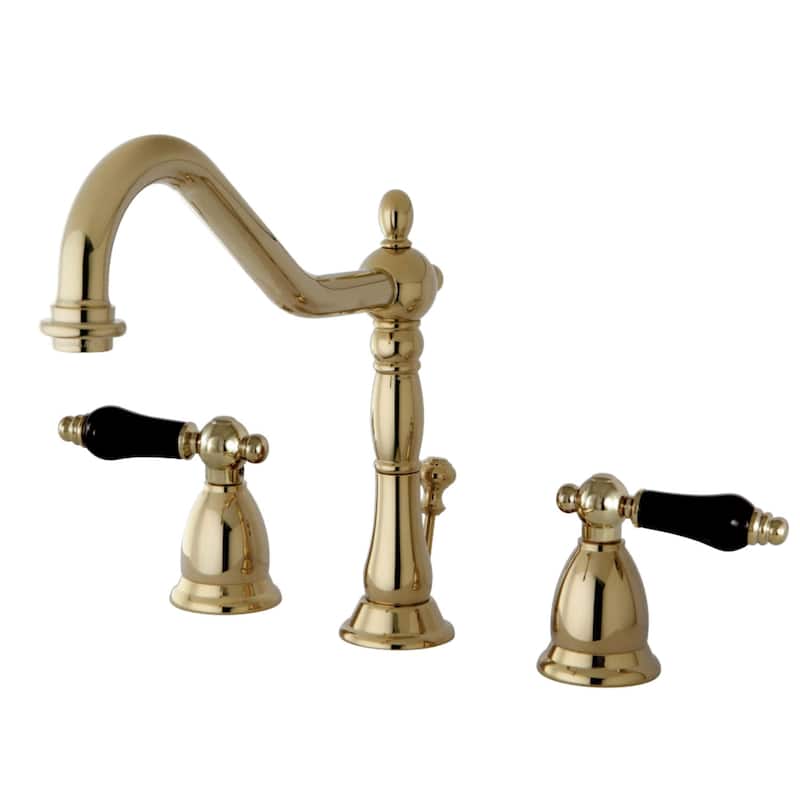 Kingston Brass Heritage Onyx Widespread Double Handle Bathroom Faucet - Polished Brass