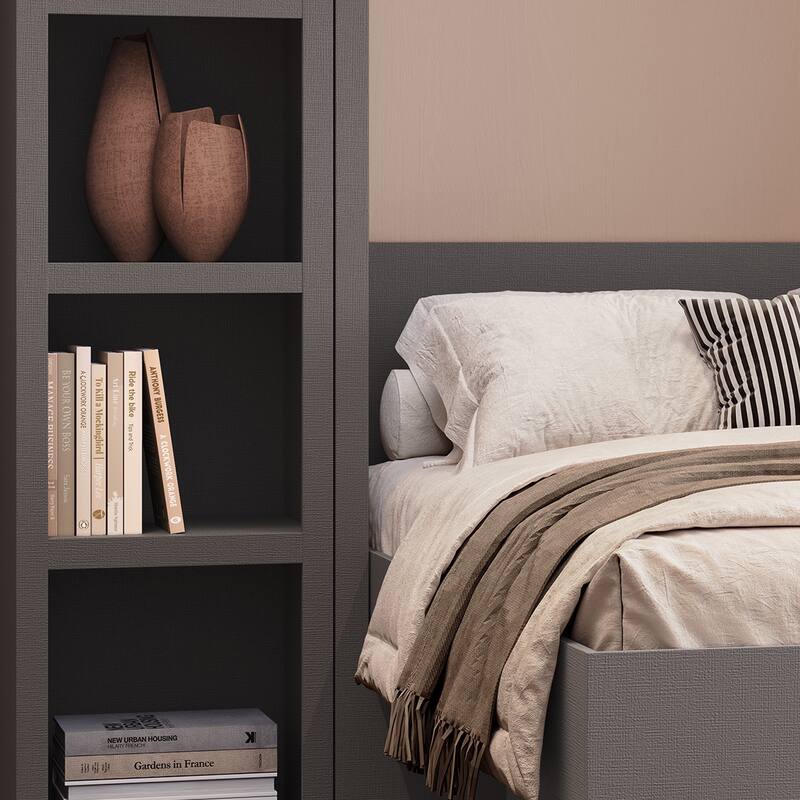 Easy-Lift Full Murphy Wall Bed with Two Bookshelves