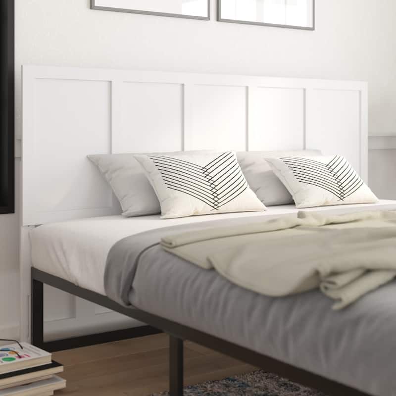 Solid Wood Paneled Headboard Only - White - King