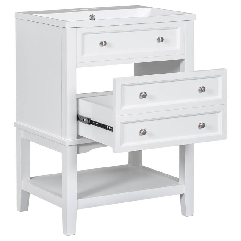 Bathroom Vanity with Sink Combo, Bathroom Storage Cabinet with Drawer, Freestanding Vanity Set with Open Shelf