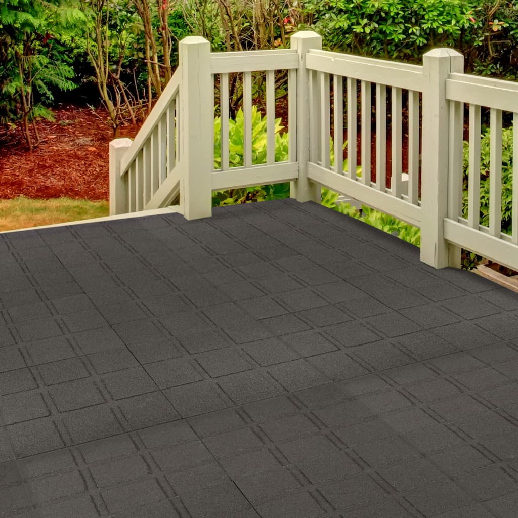 Pure Garden Rubber Deck Tiles 8-Pack - 28SQFT Outdoor Flooring Pavers