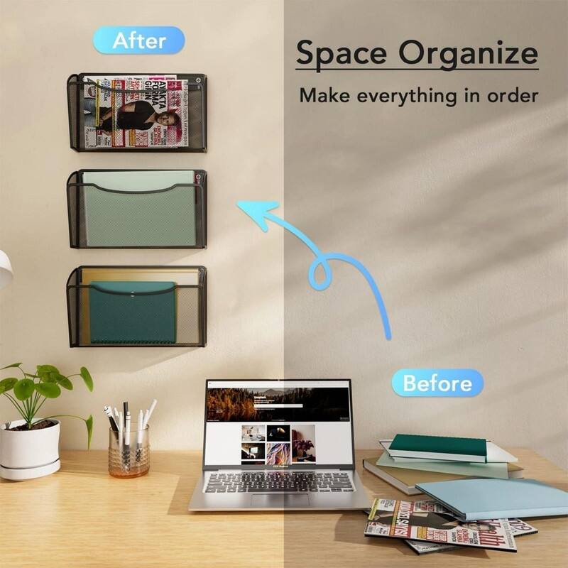 Mesh File Holder Wall Organizer 3 Pockets