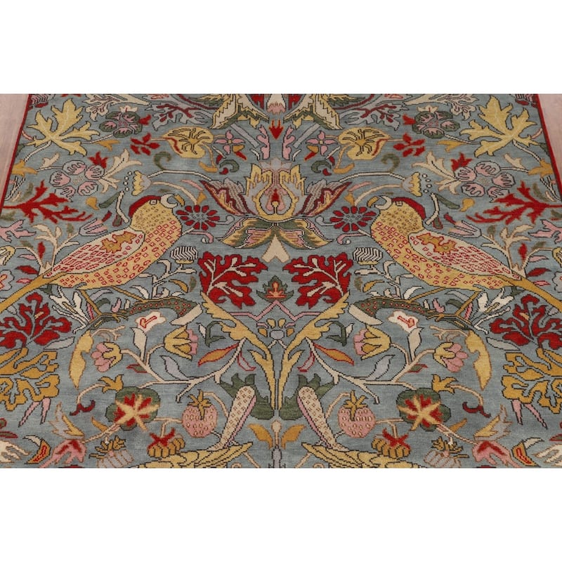 Animals Design Floral Gray Ziegler Indian Rug Handmade Wool Carpet - 8'8"x 11'8"