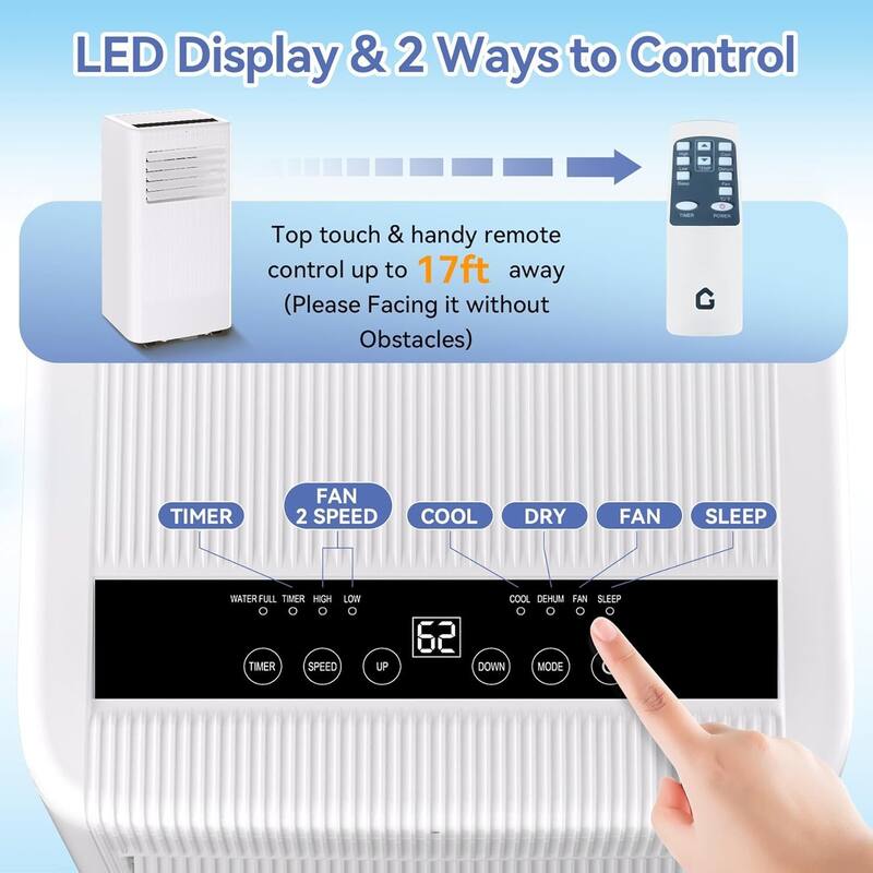 8000 BTUs Portable Air Conditioner for 420 Sq.Ft Rooms, Home, Office, Dorms - N/A