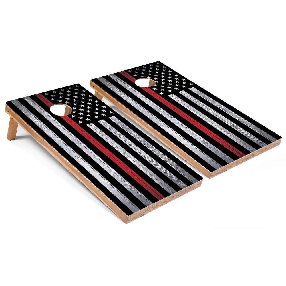 Solid Wood Cornhole Boards - USA Thin Red Line Design
