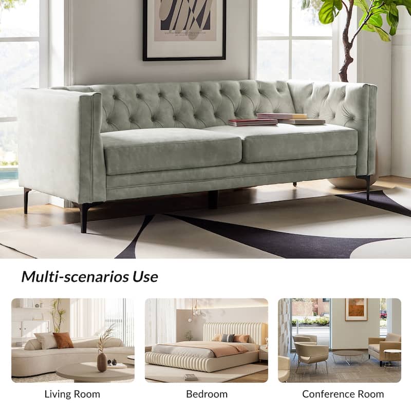 Calymne 84" Classic Square Arms Sofa with Button-Tufted Back by HULALA HOME