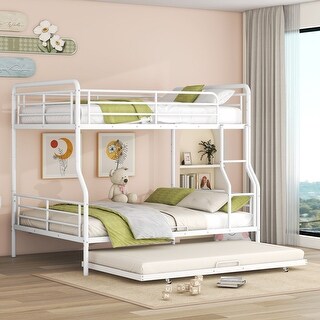 Full XL Over Queen Size Metal Bunk Bed with Twin Size Trundle