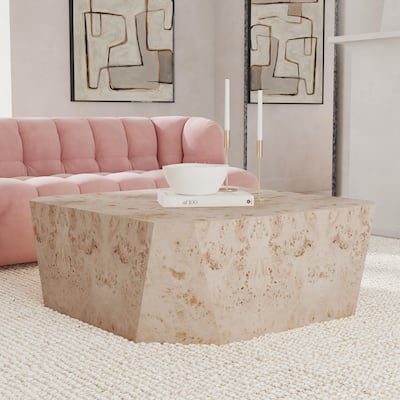 Classic Home Avena 42" Burl Wood Square Coffee Table