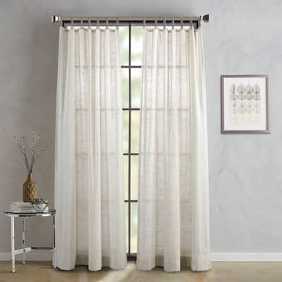 DKNY Classic Linen Jute Widow Curtain Panel Pair