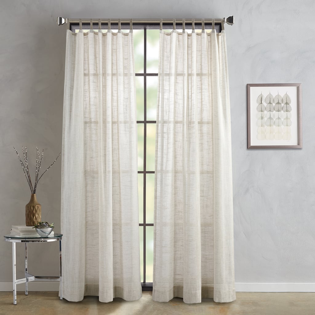 DKNY Classic Linen Jute Widow Curtain Panel Pair
