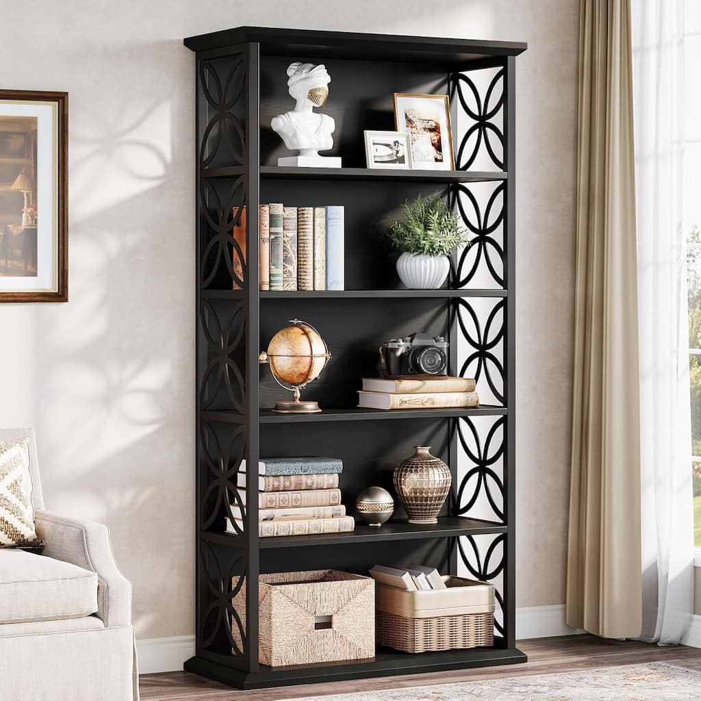 71 Inches Industrial Bookcase with Metal Frame