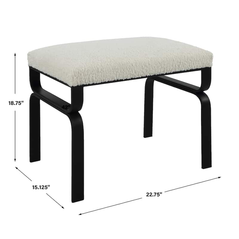 Uttermost Diverge White Shearling Small Bench - 22.75 W X 18.75 H X 15.125 D (in)