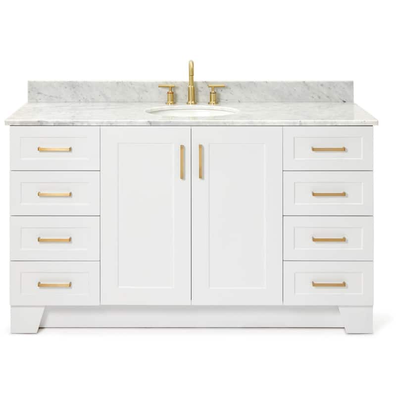 Ariel Q061SCW2OVO Taylor 61" Free Standing Single Oval Basin Vanity - White - Colored