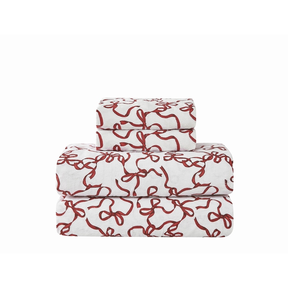 Truly Soft Printed and Solid Cotton Flannel 4 Piece Sheet Set