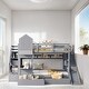 preview thumbnail 2 of 9, Full-Over-Full Bunk Bed with 2 Drawers, Castle Style Bed with 3 Storage Shelves, Storage Bed with Slide, Gray