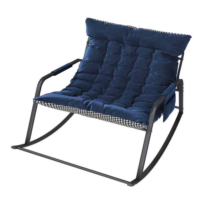Rocking Chair with Storage, Cushions & Armrests - Blue