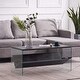 preview thumbnail 5 of 7, Ivinta SoHo Coffee Table, Gray / Glass Small Cocktail Table with Storage Shelf