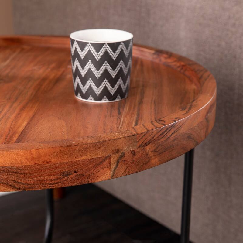 Round End Table,Easy Assembly,for Living Room,Black