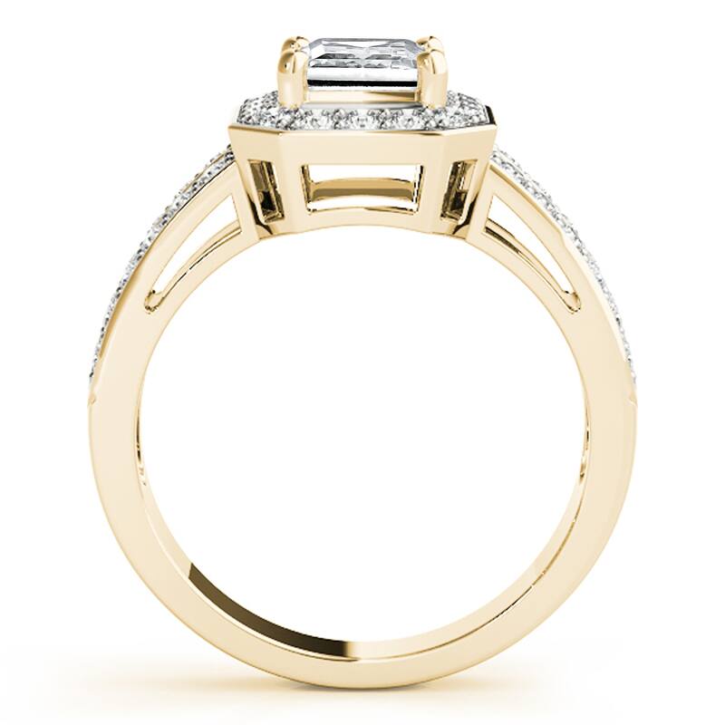 Auriya 14k Yellow Gold Lab Grown Princess Diamond Halo Engagement Ring 0.50 to 5.00 ct. tw. (F-G VS)