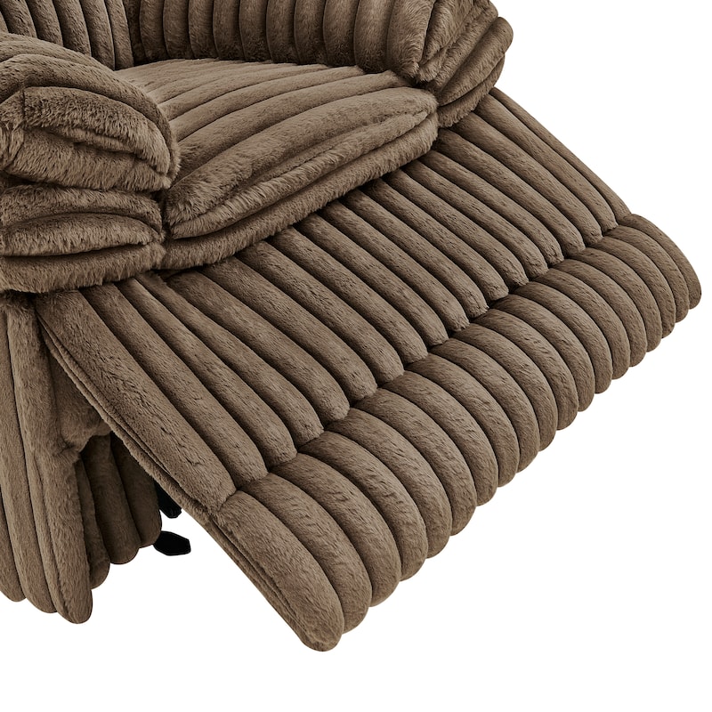 Roundhill Furniture Ardello 2-Piece Reclining Sofa Set, Corduroy Upholstery with Built-In Power Center, Chocolate