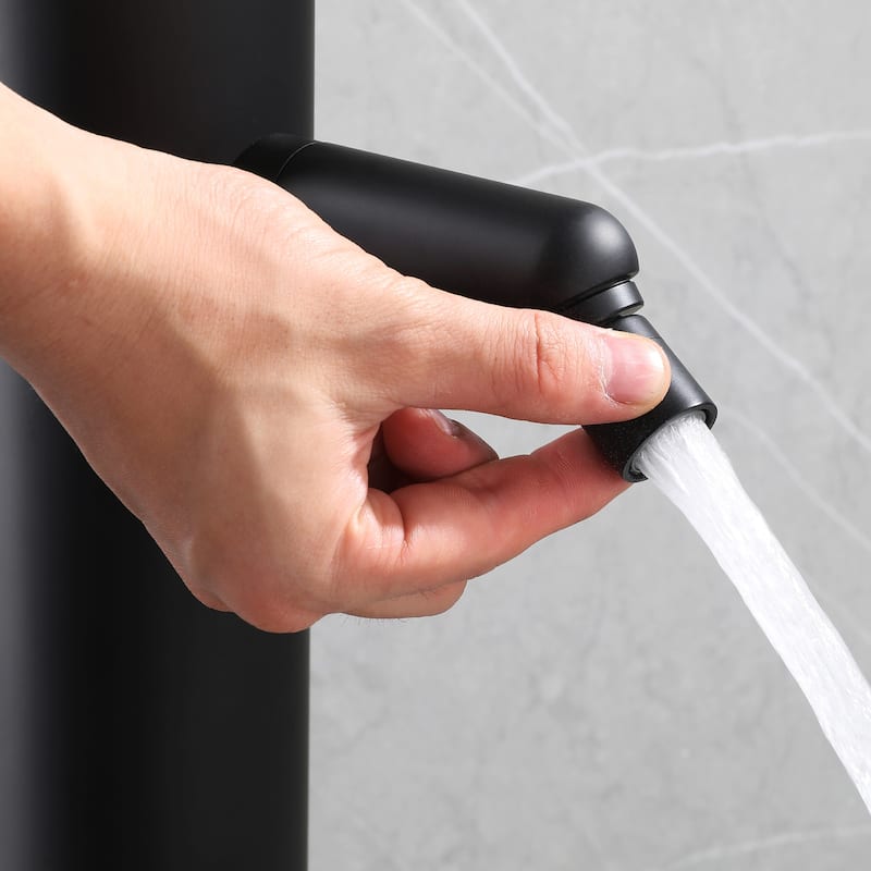 88"H Stainless Steel Freestanding Outdoor Shower with Footwash Spout