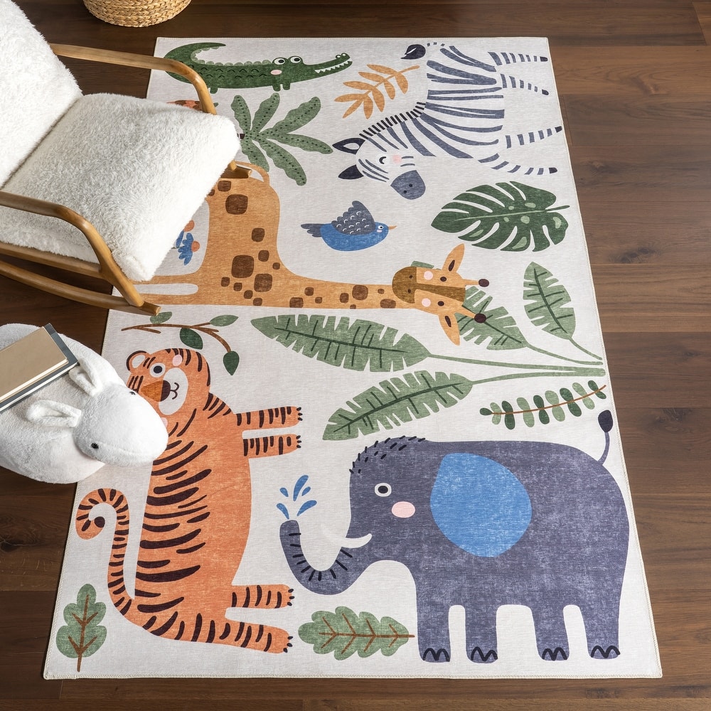 Nuloom Zia SplashGuard Graphic Machine Washable Area Rug