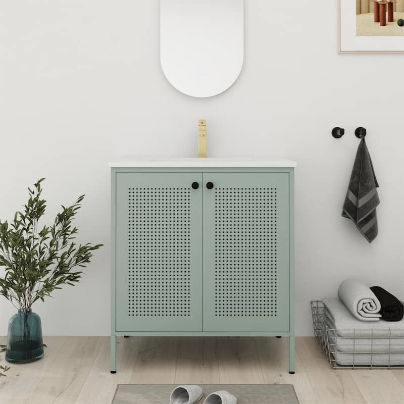 Bathroom Vanity With Sink In 30 Inch, Freestanding Bathroom Vanity With Soft Close Door