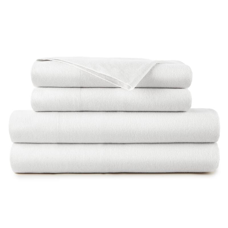 Organic Flannel Sheet Set - White - Twin