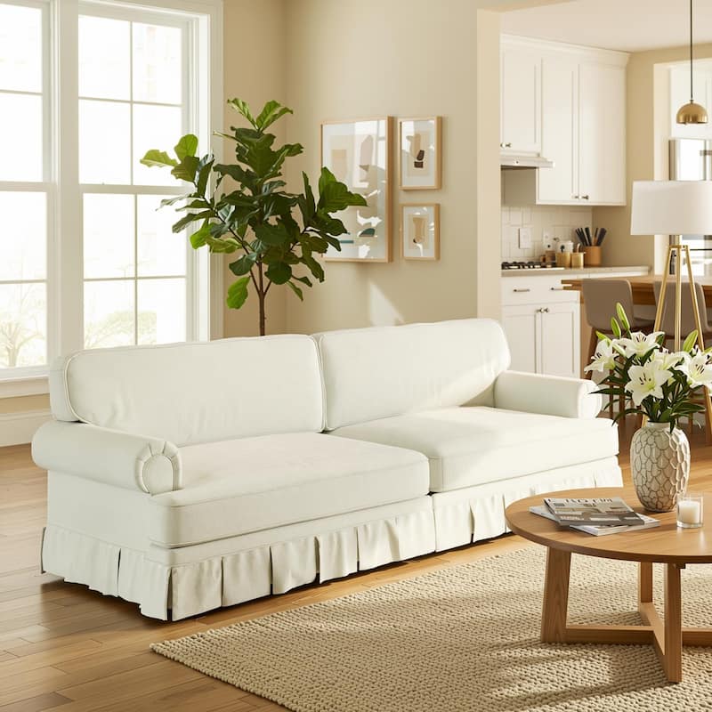 Homy Casa 3/4-Seater Chenille Cloud Sofa with Rolled Arms & Pleated Skirt, Extra Deep Seat, Multiple Colors