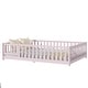 preview thumbnail 24 of 43, White Full Size Wooden Floor Bed with Fence & Door, Rubber, Safety Guardrails