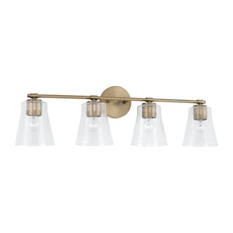 Baker 4-light Bath/ Vanity Fixture w/ Clear Seeded Glass