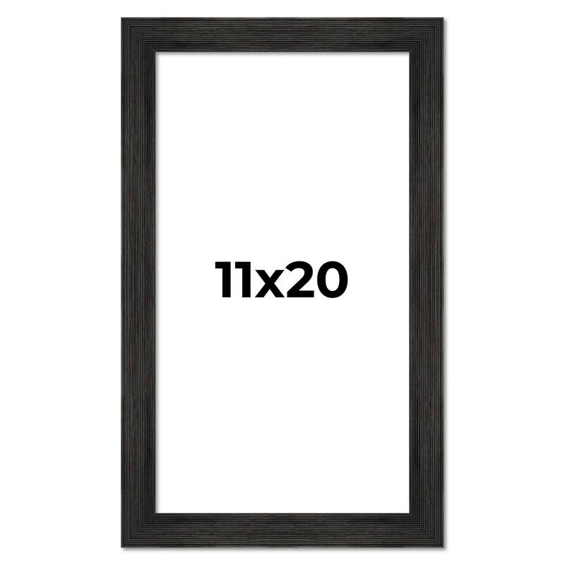 11x20 Black Rustic Wide Barnwood Picture Frame - UV Acrylic, Foam Board Backing, Hanging Hardware - Holds 11x20 Photo