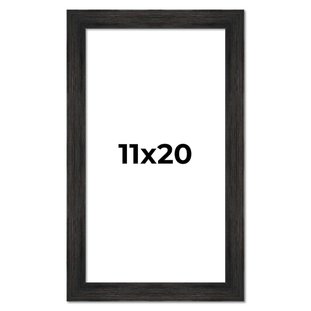 11x20 Black Rustic Wide Barnwood Picture Frame - UV Acrylic, Foam Board Backing, Hanging Hardware