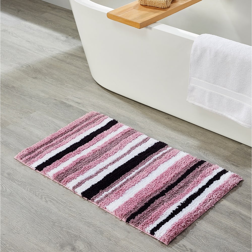 Better Trends Bath Rug 100% Polyester Super Absorbent Anti-Skid TPR Backing Bathroom Rug For Shower,Sink Mats Griffie Collection