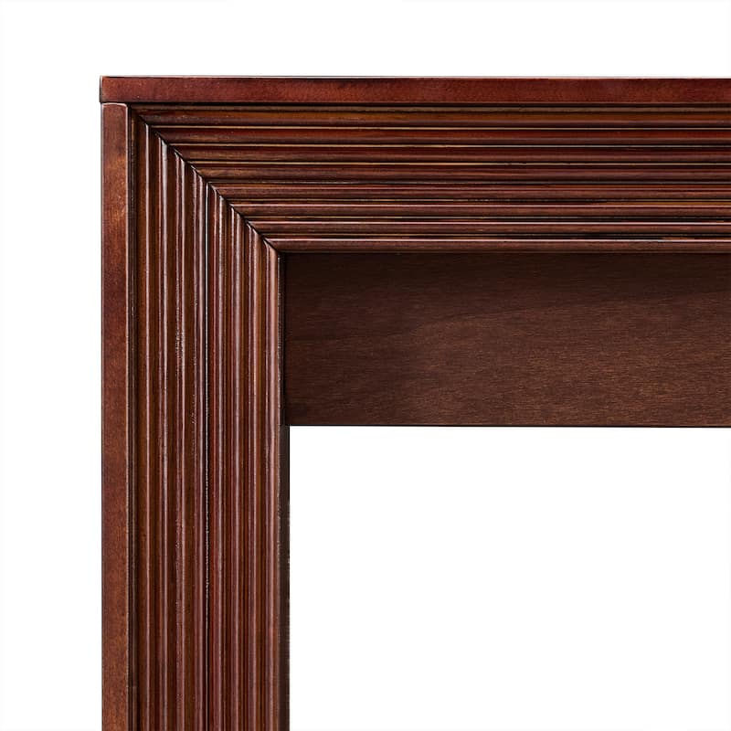 Fluted Counter Height Bar Table Set for 2, Dining Table with Fabric Upholstered Bar Stool with Solid Wood Legs