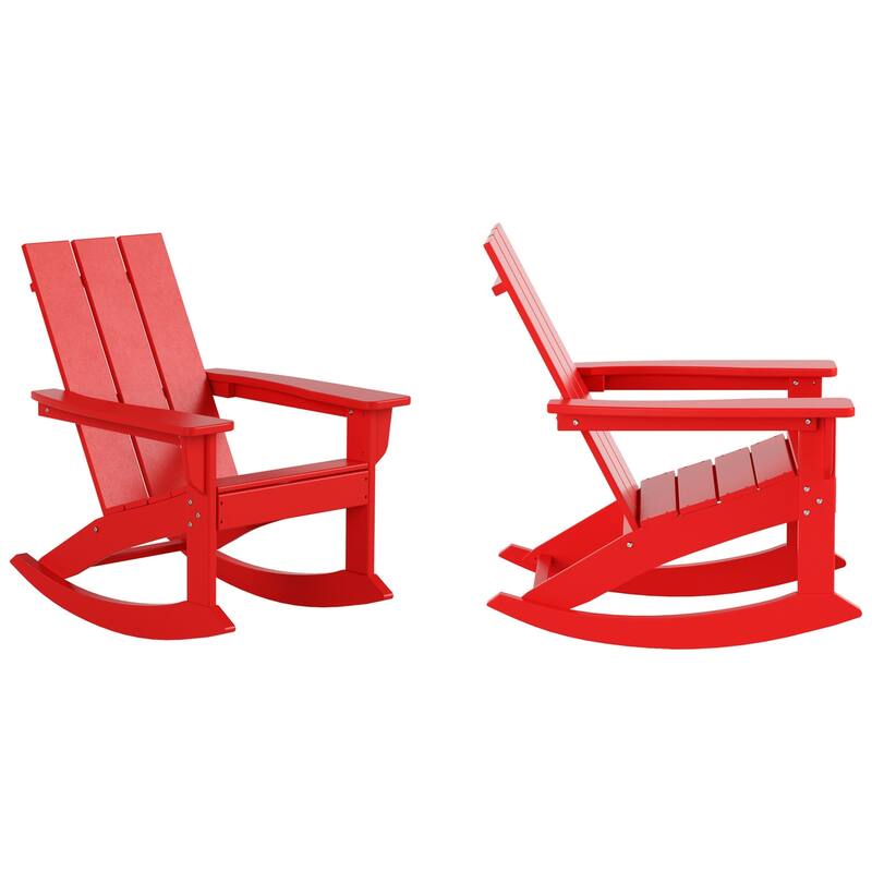 Shoreside Modern Eco-Friendly All Weather Poly Adirondack Rocking Chairs (Set of 2)