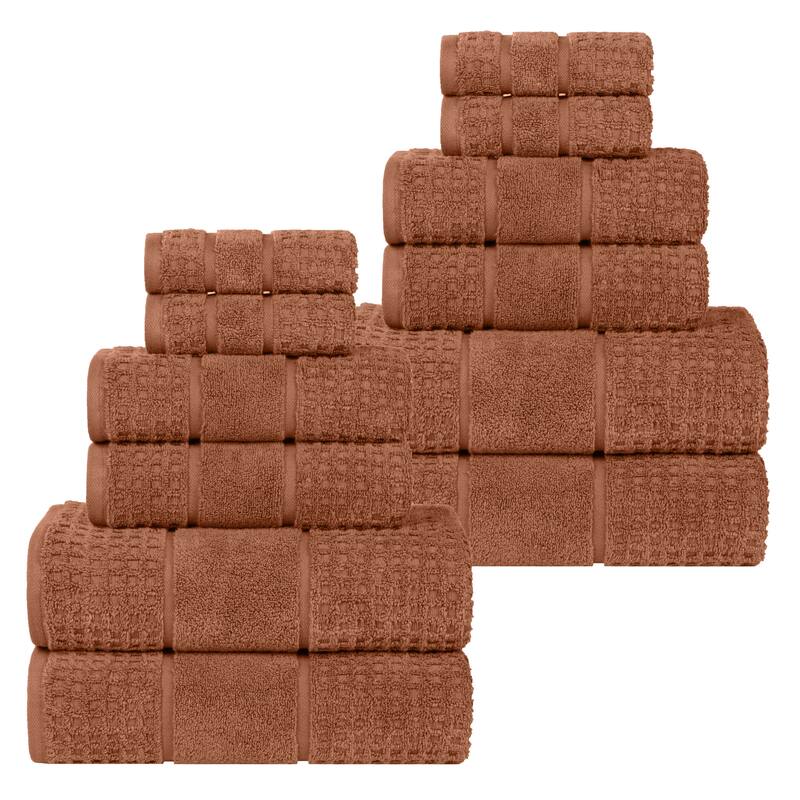 Superior Napa Zero Twist Cotton Waffle 12 Piece Bathroom Towel Set