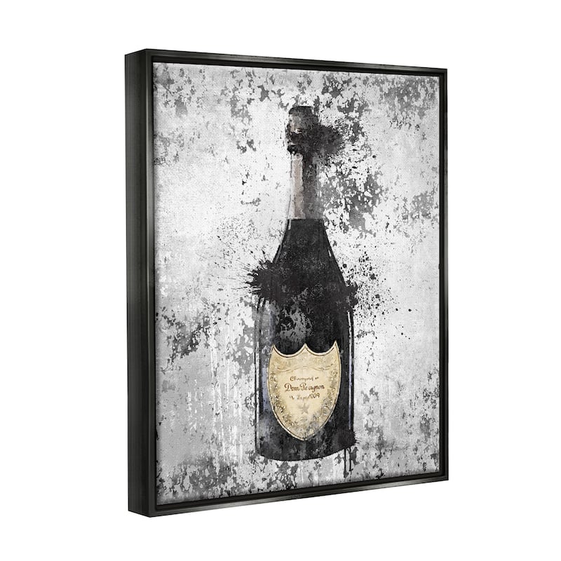Stupell Champagne Grey Gold Ink Illustration Floater Frame - Black