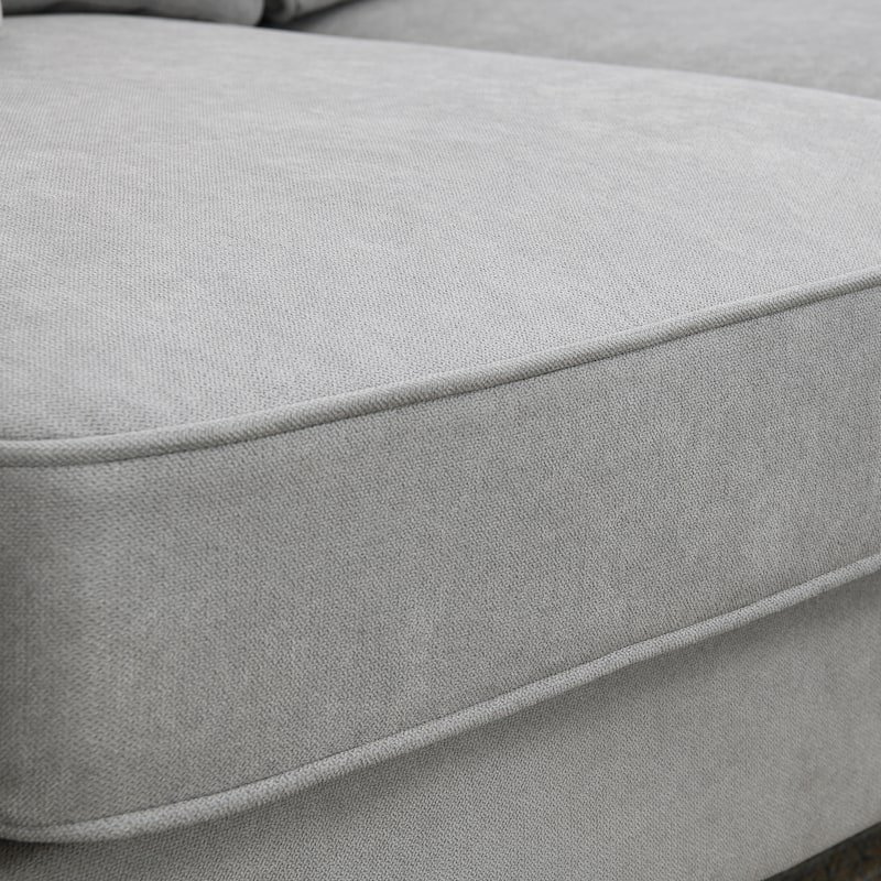 Grey 108" Modern U-Shaped 7-Seater Sectional Sofa Set with 3 Accent Pillows and Chaise, for Living Room