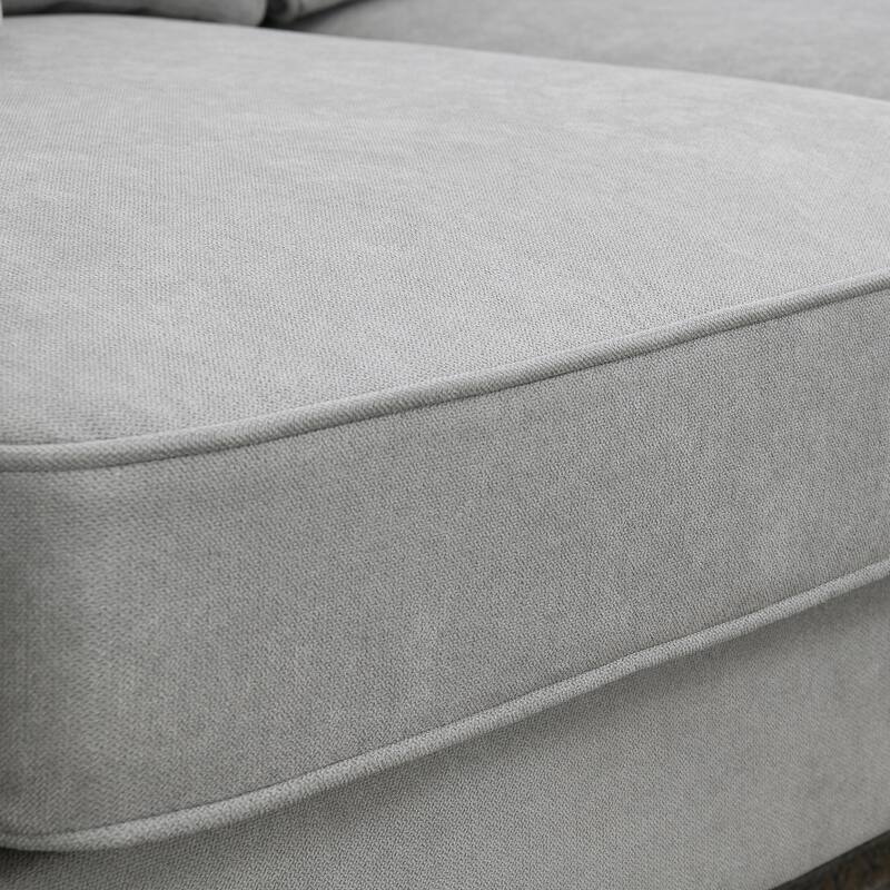 Grey 108'' Spacious U-Shaped 7 Seater Sectional Sofa Set with 3 Pillows and Chaise Ideal for Living Room, Apartment