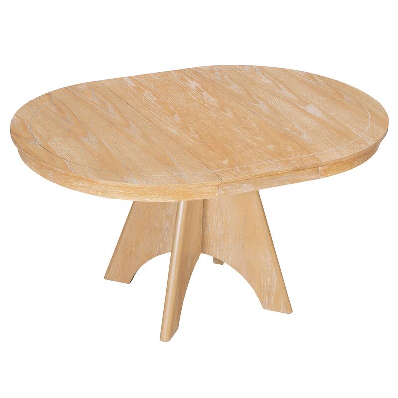 Extendable Dining Table for 4-6, 42" to 58" Rustic Farmhouse Table with X-Legs