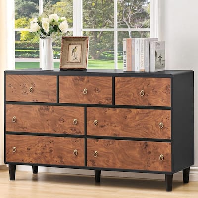 Vintage Oak 7 Drawers Dresser for Bedroom Living Room
