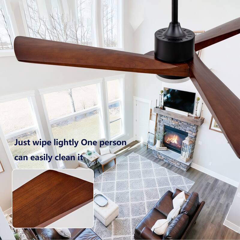 60" Ceiling Fan with Light and Remote, Quiet DC Motor, 6-Speed 5000 CFM