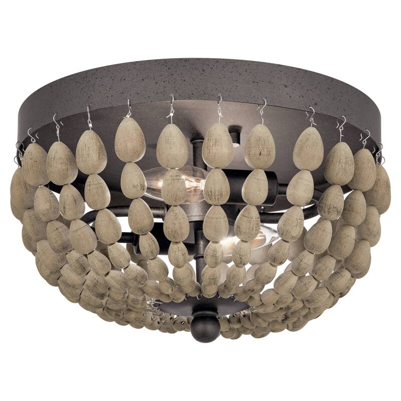 Kichler Lighting Coltyn 2-Light Anvil Iron Beaded Flush Mount Light