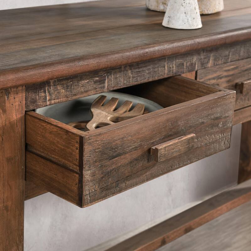 Classic Home Ezra Reclaimed Wood 6Dwr Console Table Natural