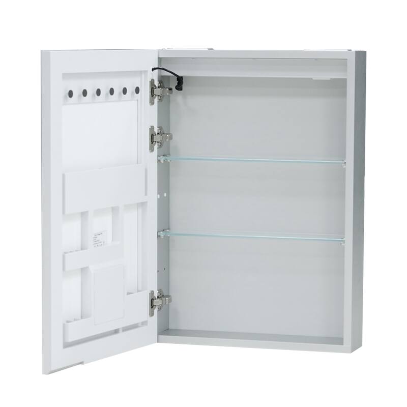 Wall Mounted Medicine Cabinet Bathroom Cabinet Jewelry Organizer with Bluetooth Dual Speakers Adjustable Glass Shelves