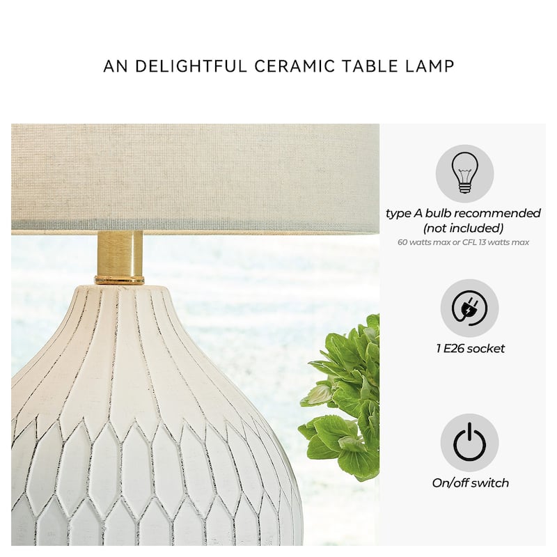 Signature Design by Ashley Wardmont White and Ivory Table Lamp - 17.5 in