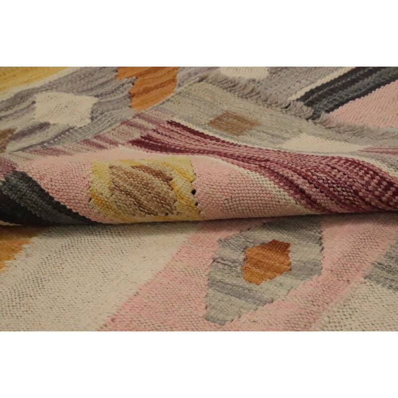 Hand Woven Oriental 100% Wool Carpet Southwestern Tribal Multi-Colored Kilim Area Rug - 7' 5'' X 4' 11''